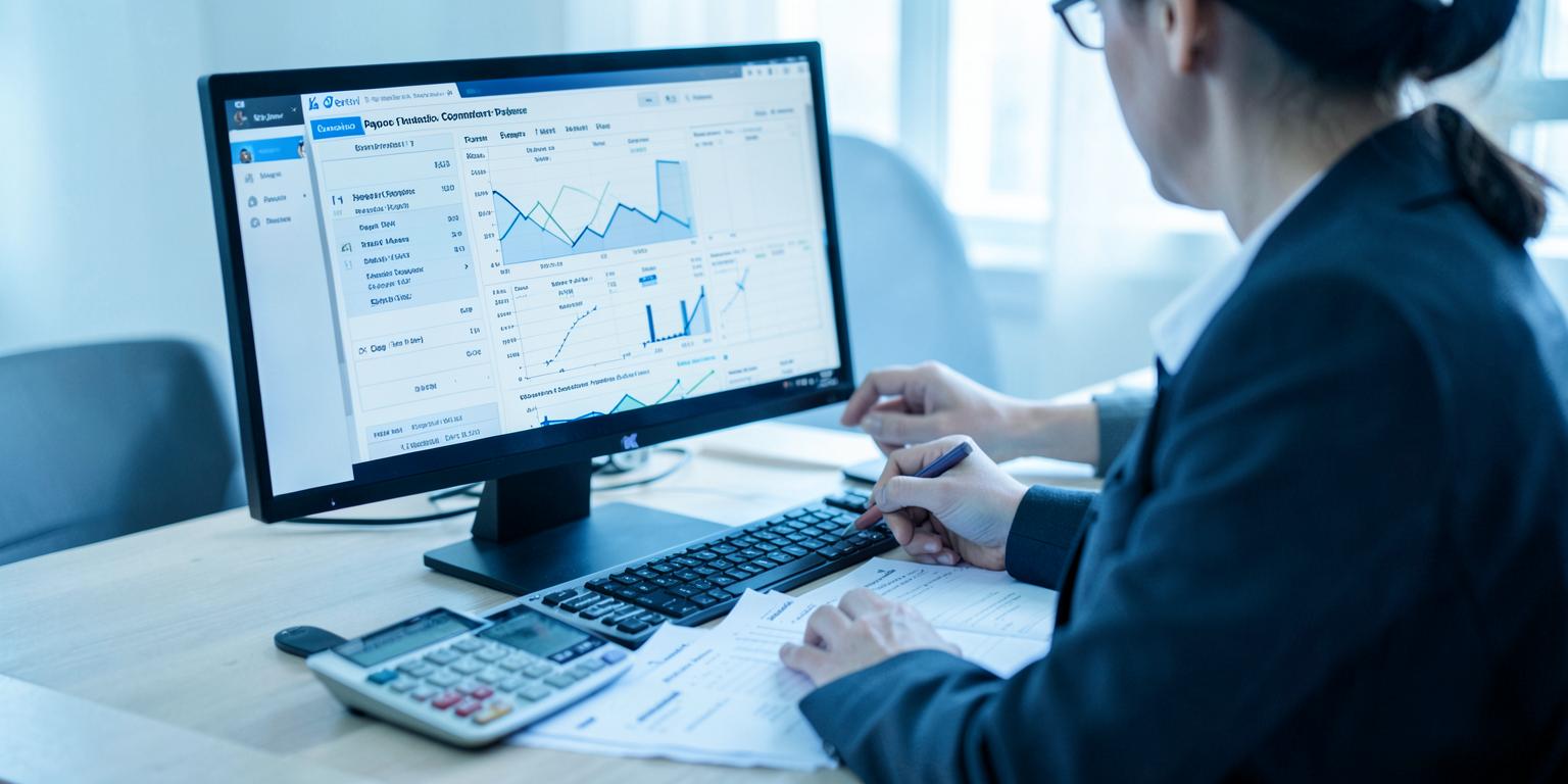 An adviser reviewing commission charts and printed statements at a desk